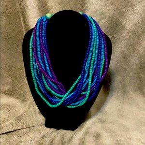 Beautiful wood bead necklace hand made vintage